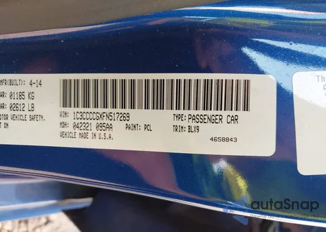 2015 Chrysler 200 C из США, поврежденный, VIN 1C3CCCCGXFN517269